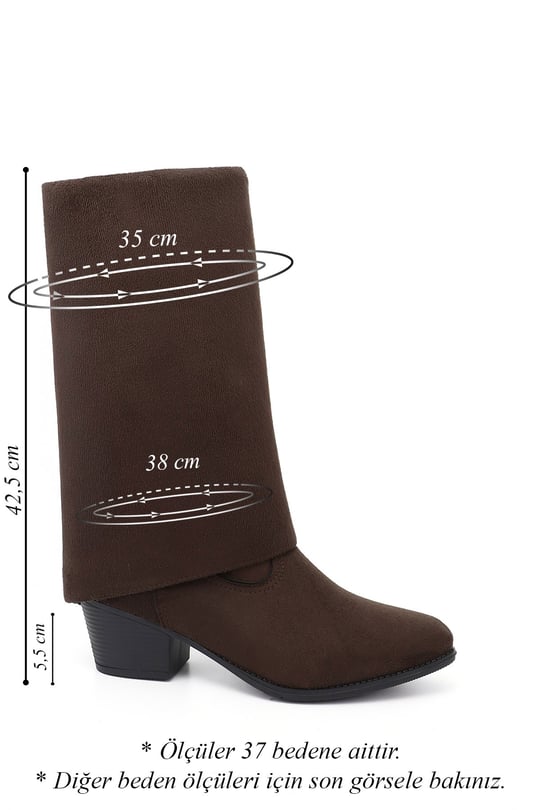 Womens Black Suede Heeled Boots