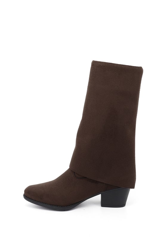 Womens Black Suede Heeled Boots