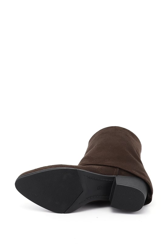 Womens Black Suede Heeled Boots