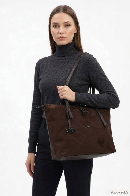 Women’s Brown Suede Long Strap Hand and Shoulder Bag