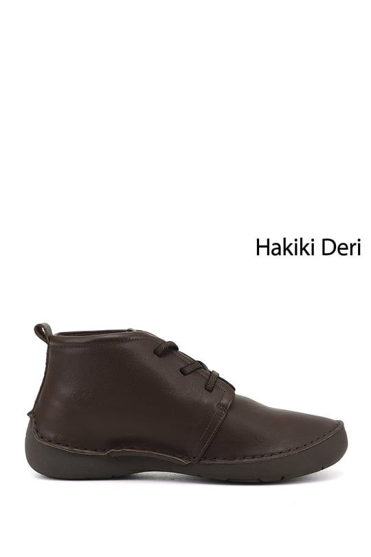 Womens Brown Lace-up Genuine Leather Comfort Boots