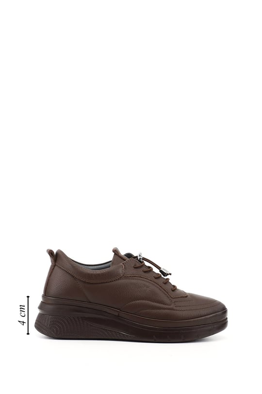 Womens Brown Lace-up Genuine Leather Sneaker