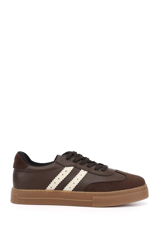 Womens Brown Lace-up Sneaker