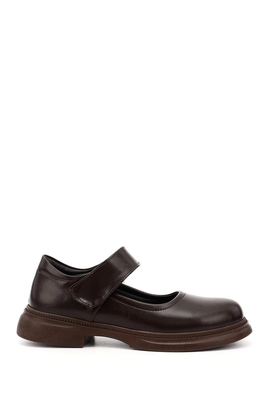 Womens Brown Mary Jane Ballet Flats