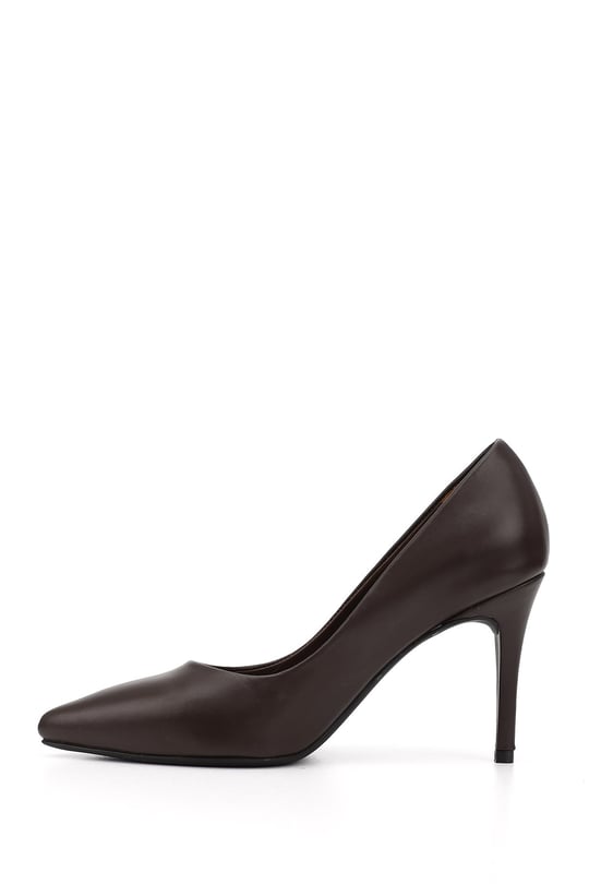 Womens Brown Pointed Toe Stiletto Heel Genuine Leather Stiletto