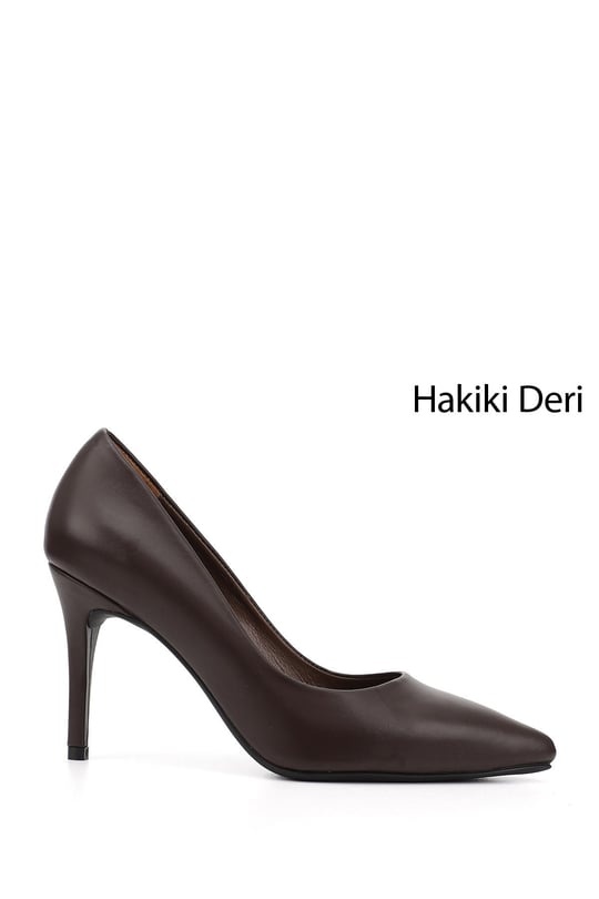 Womens Brown Pointed Toe Stiletto Heel Genuine Leather Stiletto