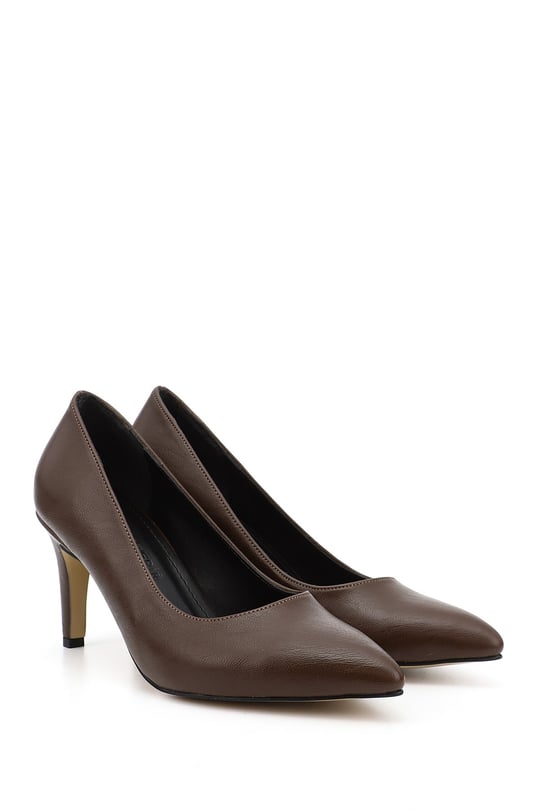 Womens Brown Pointed Toe High Heel Stiletto