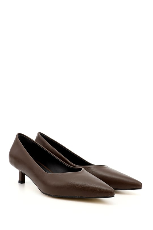 Womens Brown Pointed Toe Medium Thin Heel Stiletto