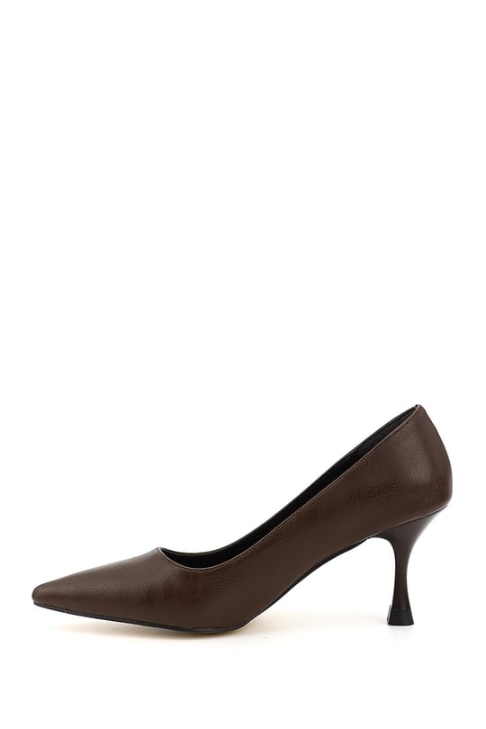 Womens Brown Pointed Toe Goblet Heel Stiletto