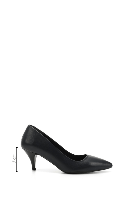Womens Navy Blue Antique Pointed Toe Mid Thin Heel Stiletto