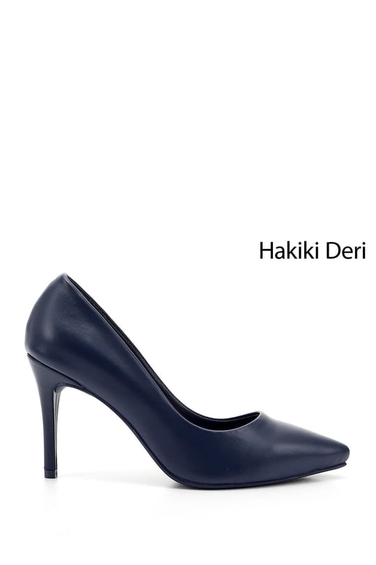Womens Navy Blue Pointed Toe Stiletto Heel Genuine Leather Stiletto