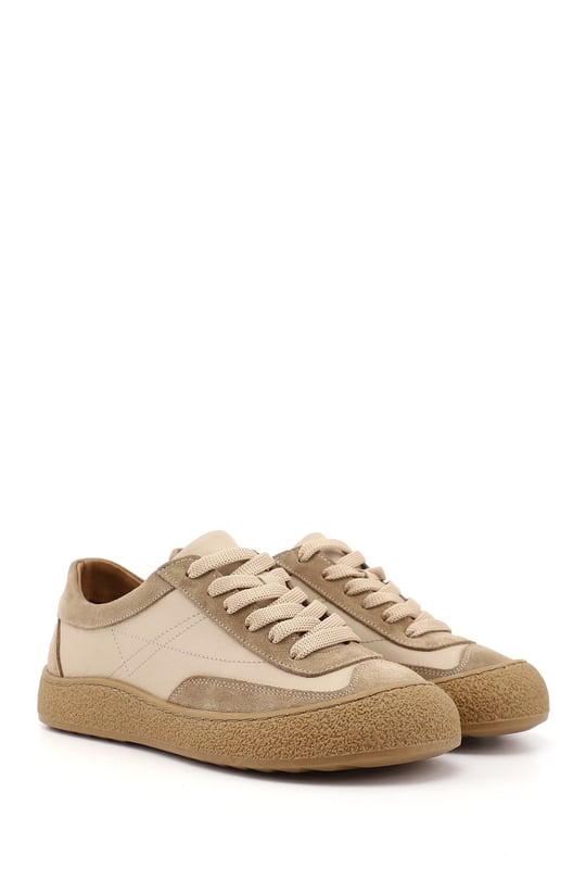 Kadın Nude Bağcıklı Hakiki Deri Sneaker
