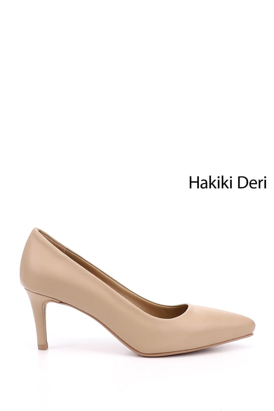 Womens Nude Pointed Toe Stiletto Heel Genuine Leather Stiletto
