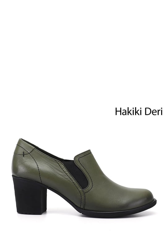 Kadın  Orta Kalın Topuklu Hakiki Deri Ayakkabı