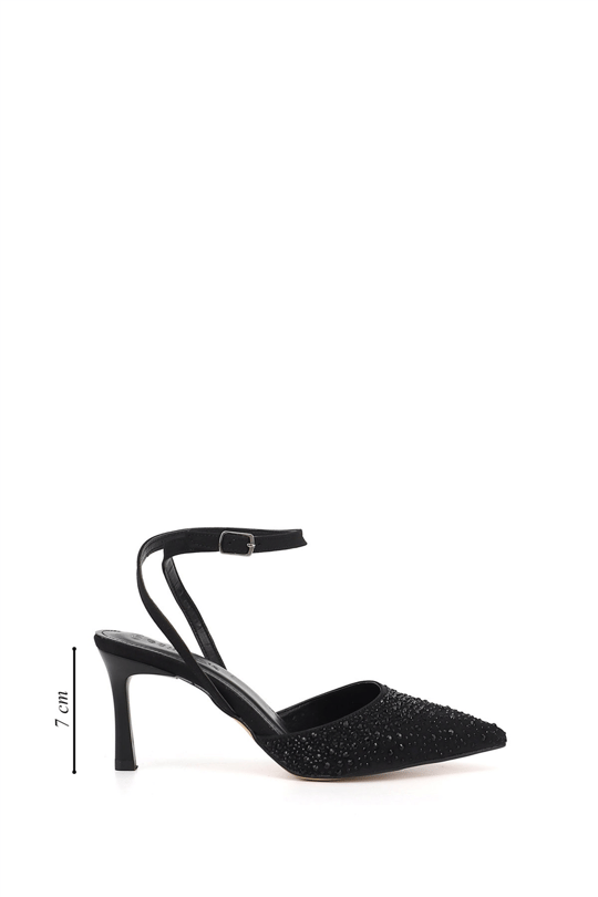 Womens Black Pointed Toe Open Back Shoes