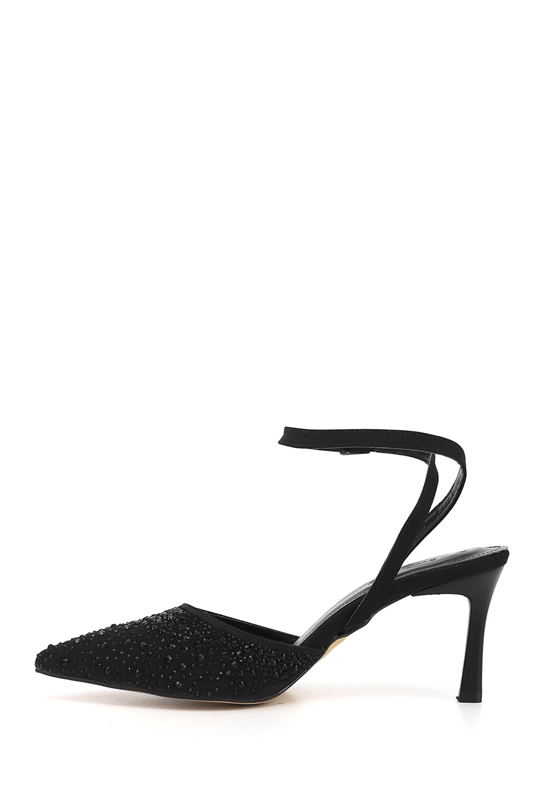 Womens Black Pointed Toe Open Back Shoes
