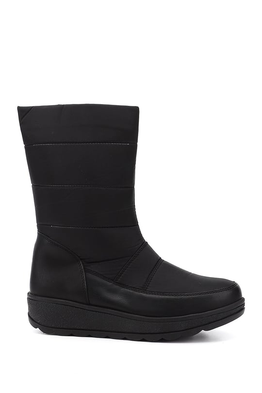 Kadın Siyah Fermuarlı Termo Taban Comfort Kar Botu