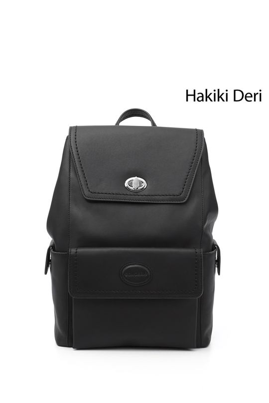 Kadın Siyah Hakiki Deri El ve Sırt Çantası