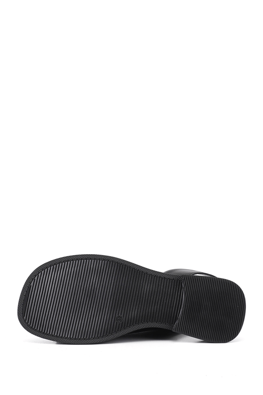Womens Black Genuine Leather Sandal