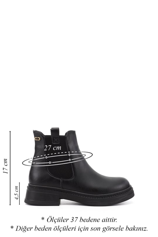 Womens Black Thick Heeled Chelsea Boots