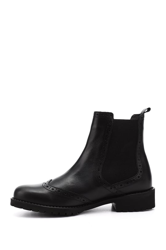 Womens Black Rubber Sole Genuine Leather Chelsea Boots