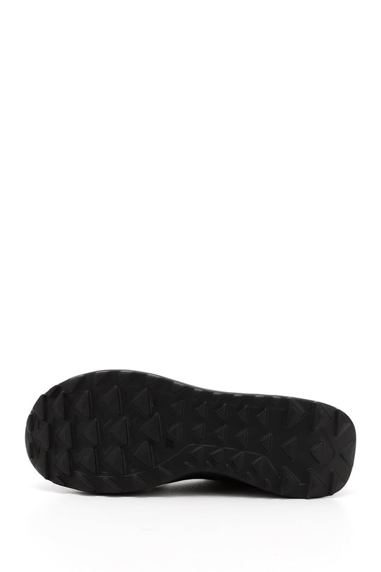 Kadın Siyah Lastik Bağcıklı Comfort Dolgu Taban Hakiki Deri Sneaker