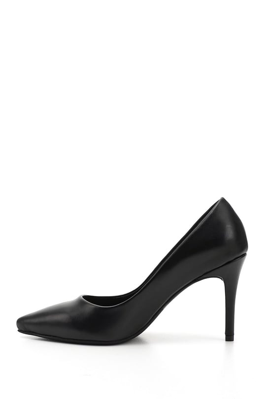Womens Black Pointed Toe Stiletto Heel Genuine Leather Stiletto