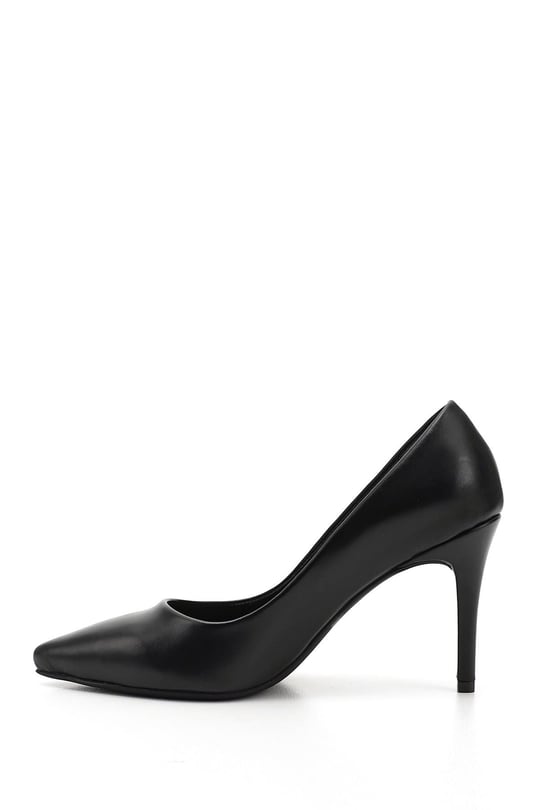 Womens Black Pointed Toe Stiletto Heel Genuine Leather Stiletto