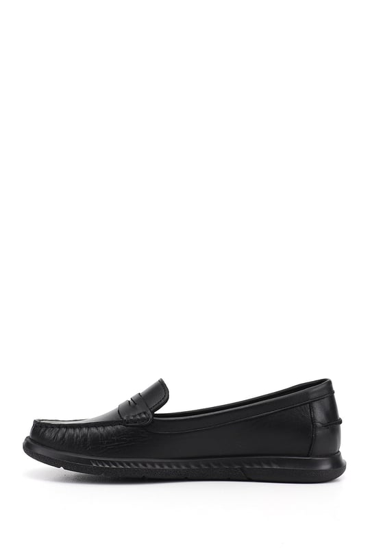 Kadın Siyah Rok Hakiki Deri Comfort Loafer