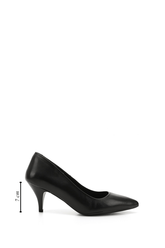 Womens Black Pointed Toe Mid Heel Stiletto