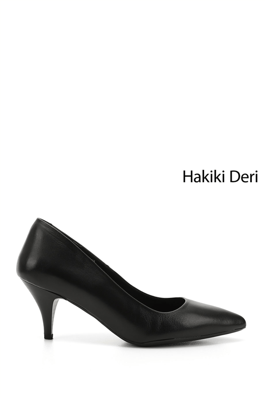Womens Black Pointed Toe Mid Heel Stiletto