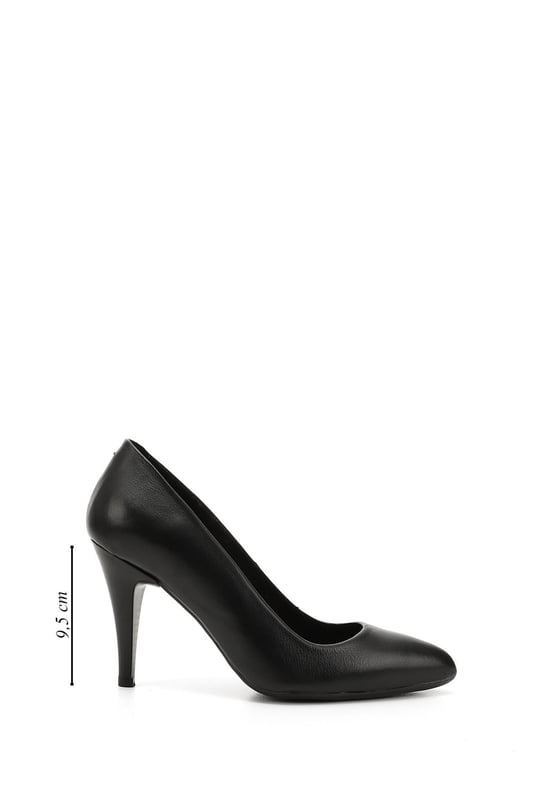 Kadın Siyah Sivri Burun İnce Topuklu Hakiki Deri Stiletto