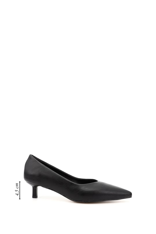 Womens Black Pointed Toe Medium Thin Heel Stiletto