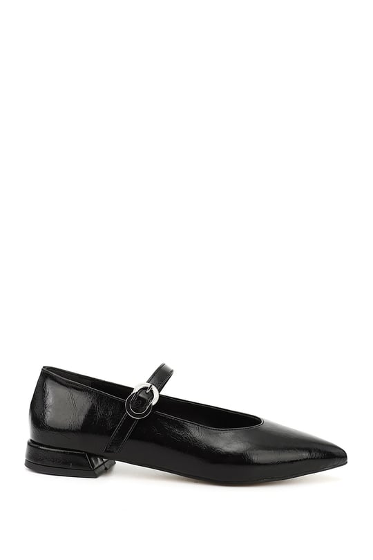 Womens Black Flat Toe Mary Jane Shoes