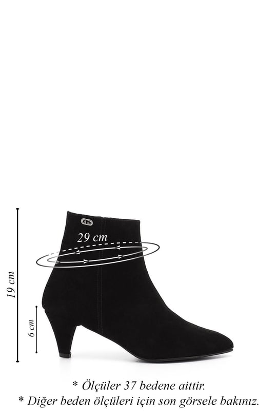 Womens Black Suede Zip-Up Pointed Toe Genuine Leather Boots