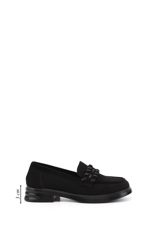 Kadın Siyah Süet Loafer Ayakkabı