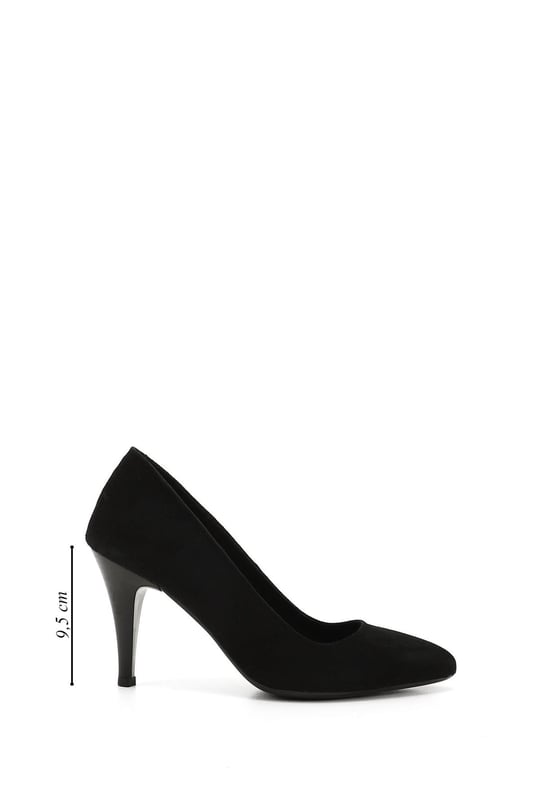 Kadın Siyah Süet Sivri Burun İnce Topuklu Hakiki Deri Stiletto