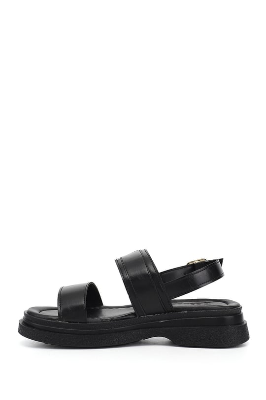 Women’s Black Buckled Wedge Sandals