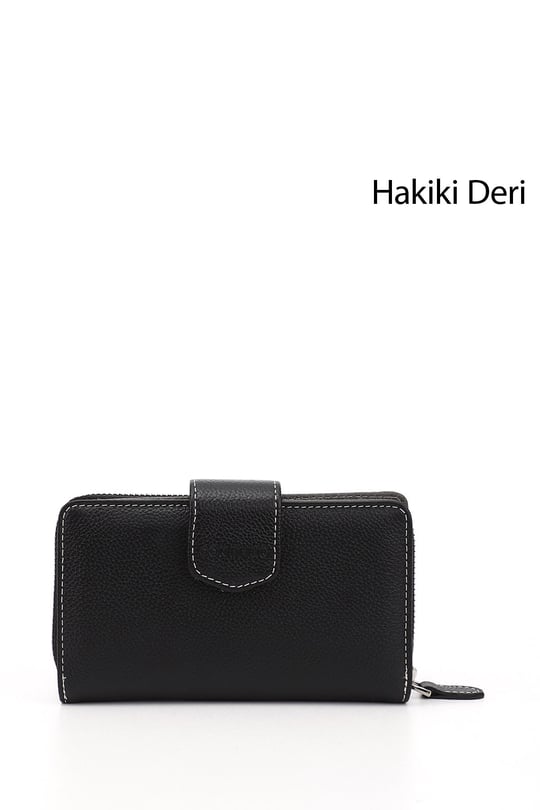 Kadın Siyaha Antrasit Yatay Hakiki Deri Cüzdan