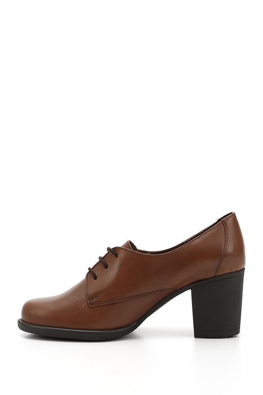 Womens Tan Antique Lace-Up Medium Thick Heel Genuine Leather Oxford Shoes