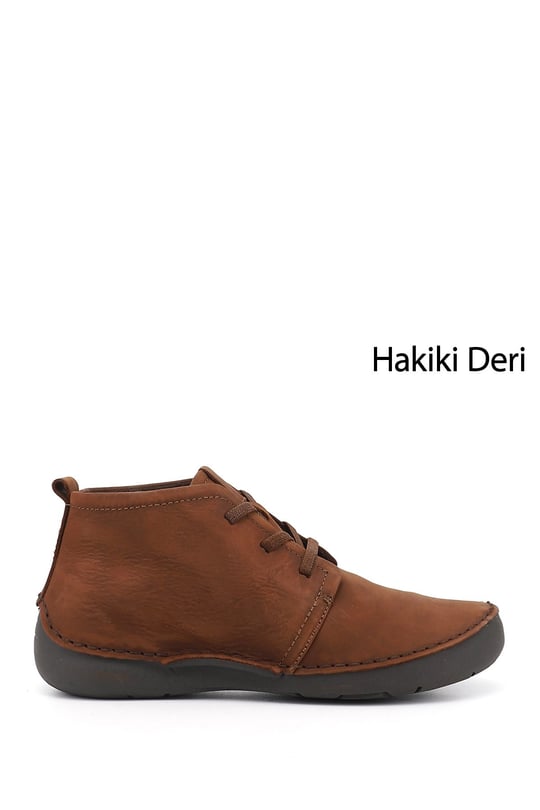 Kadın Taba Boyalı Bağcıklı Hakiki Deri Comfort Bot