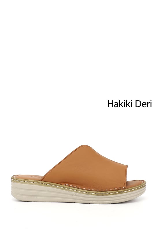 Kadın Taba Dolgu Topuk Hakiki Deri Comfort Terlik
