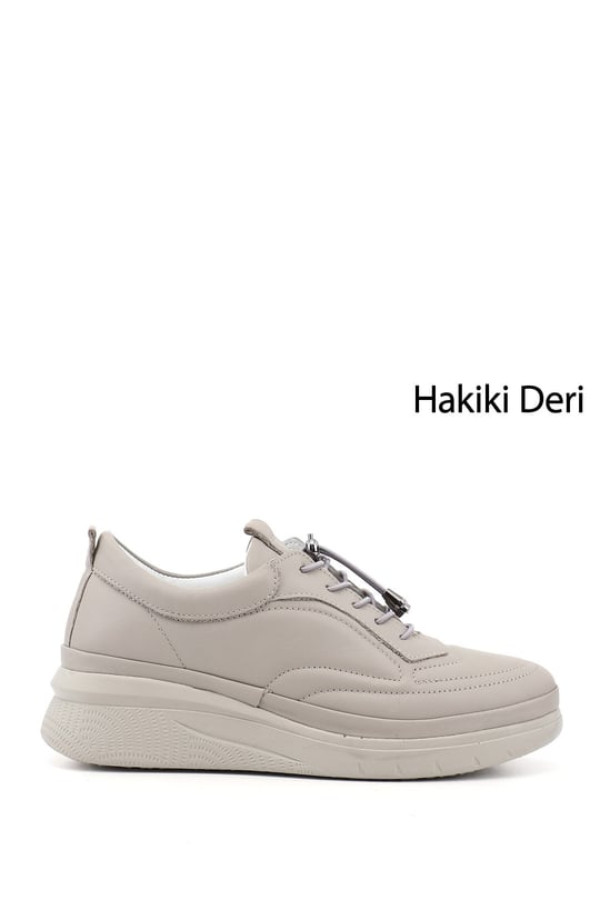 Kadın Taş Bağcıklı Hakiki Deri Sneaker