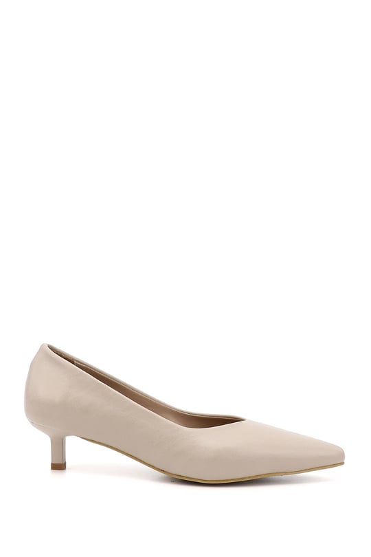 Womens Nude Pointed Toe Medium Thin Heel Stiletto