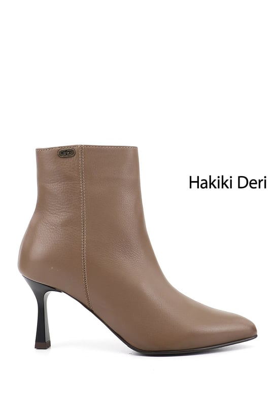Kadın Vizon Antik Fermuarlı Sivri Burun Hakiki Deri Bot