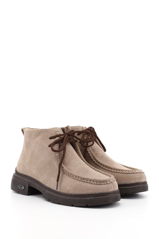 Womens Mink Suede Chunky Heel Chelsea Boots