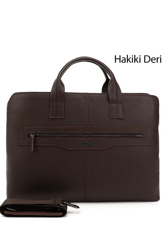 Unisex Kahve Antik Hakiki Deri Notebook Ve Evrak Çantası