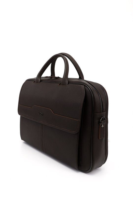 Unisex Kahve Antik Hakiki Deri Notebook Ve Evrak Çantası