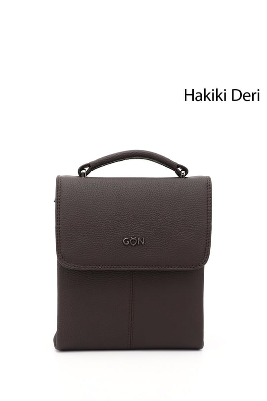 Unisex Kahverengi Uzun Askılı Hakiki Deri El ve Omuz Çantası