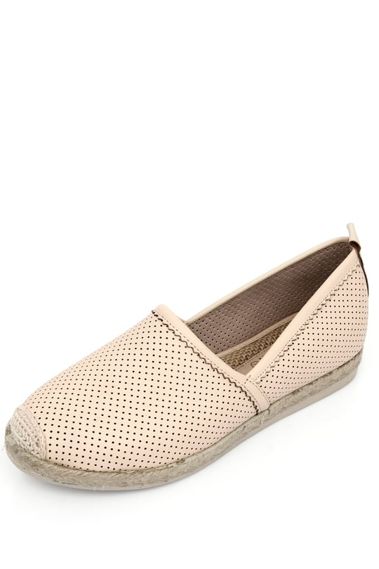 BEJ Gön Yuvarlak Burun Düz Taban Kadın Babet 38991
